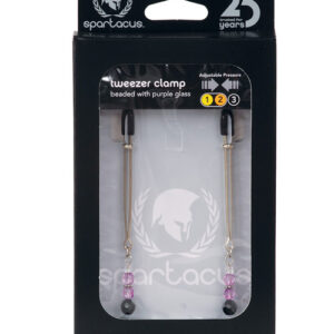Spartacus Adjustable Tweezer Nipple Clamps w/Purple Beads