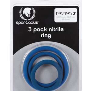 Spartacus Nitrile Cock Ring Set - Blue Pack of 3