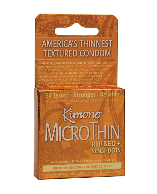 Kimono Textured Ribbed+Sensi Dots Condom - Box of 3