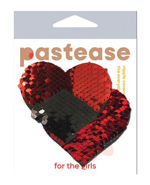 Pastease Premium Color Changing Flip Sequins Hearts - Red/Black O/S