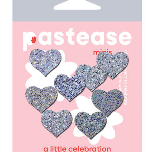 Pastease Premium Mini Glitter Hearts - Silver Pack of 8