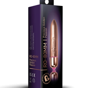 Rocks Off Precious Golden Passion Colored RO-80 mm Bullet - 7 Speed Gold