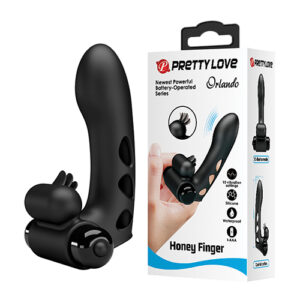 Pretty Love Orlando Honey Finger Sleeve Vibrator - Black