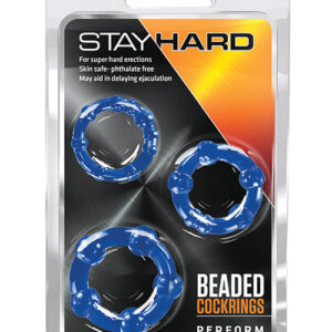 Blush Stay Hard Beaded Cock Rings 3 Pack - Blue