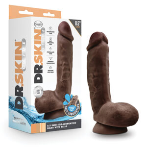 Blush Dr. Skin Glide 8.5" Self Lubricating Dildo w/Balls - Chocolate