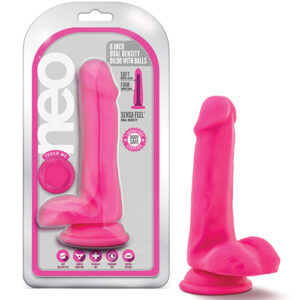 Blush Neo 6" Dual Density Cock w/Balls - Neon Pink