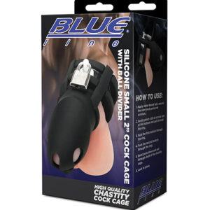 Blue Line 2" Silicone Mini Cock Cage With Ball Divider - Black