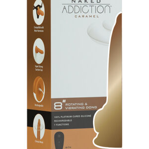 Naked Addiction 8" Rotating & Vibrating Dong w/Remote - Caramel