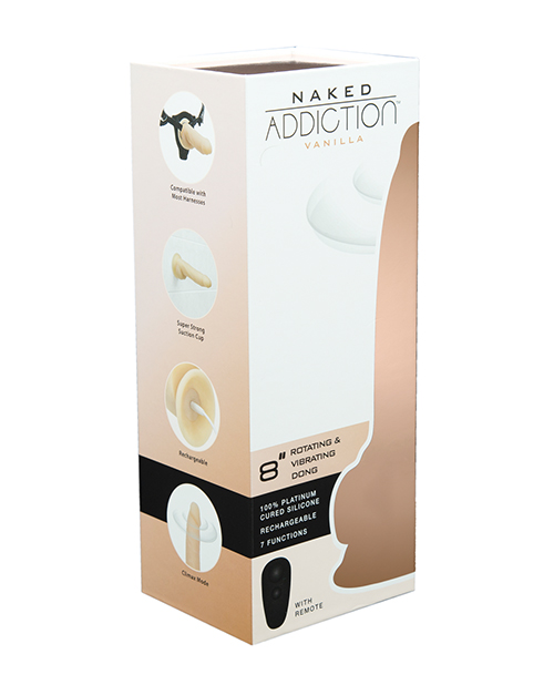 Naked Addiction 8" Rotating & Vibrating Dong - Flesh