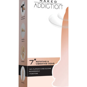 Naked Addiction 7" Rotating & Vibrating Dong w/Remote - Flesh