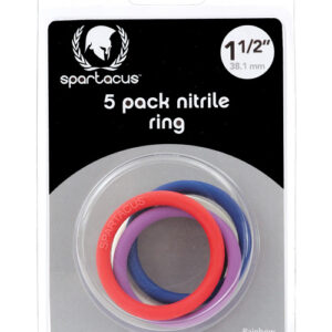 Spartacus 1.5" Nitrile Cock  Ring Set - Asst. Colors Pack of 5