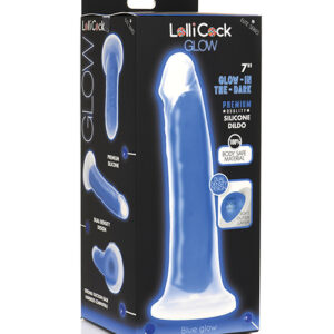 Curve Toys Lollicock 7" Glow In The Dark Silicone Dildo - Blue