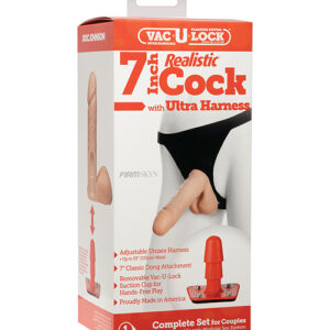 Ultra Harness 2 Set 2 w/7" Realistic Dong & Powder - Flesh