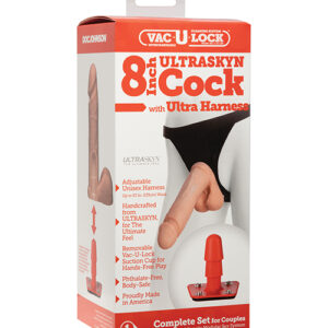Ultra Harness 2 w/8" Ultraskyn Cock - White