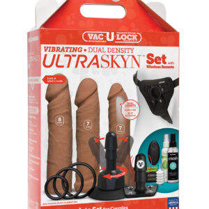 Vac-U-Lock Vibrating Dual Density ULTRASKYN Set w/Wireless Remote - Caramel