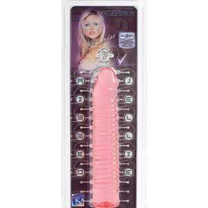 Vivid 7" Pink Ribbed Jelly w/Penis Head - Sunrise