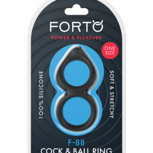 Forto F-88 Double Ring Liquid Silicone Cock Ring - Black