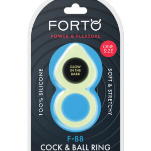 Forto F-88 Double Ring Liquid Silicone Cock Ring - Glow in the Dark