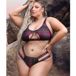 Vibes Fuckin' Perfection Cutout Bralette & Panty Black/Pink QN