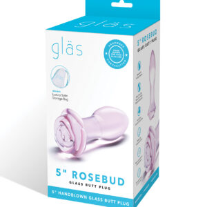 Glas 5" Rosebud Glass Butt Plug - Pink