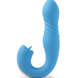 Joi App Controlled Thrusting G-Spot Vibrator & Clit Licker - Blue