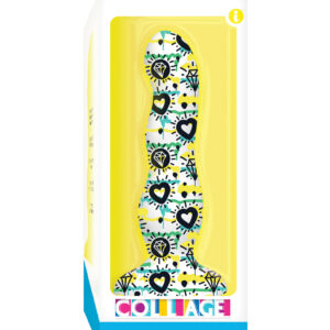 Collage Diamonds & Hearts Curvy Silicone Dildo
