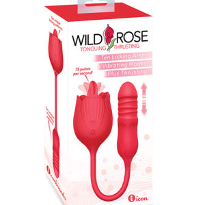 Wild Rose Licking & Thrusting Vibrator - Red
