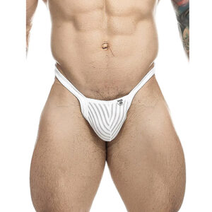 Male Basics Y Buns Thong White Sheer LG