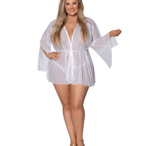 Modern Romance Flowing Short Robe White 2X
