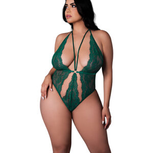 Evermore Lace Plunge Teddy - Emerald QN