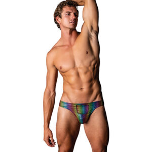 Pack & Play Thong w/Front Condom Pouch - Rainbow S/M