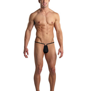 Male Power G-String w/Front Ring Black O/S