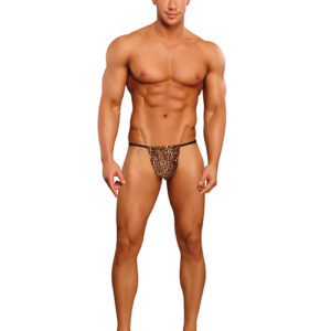 Male Power Posing Strap Thong Animal Print O/S