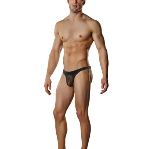 Male Power Sheer Nylon Lycra Pouch Thong Black S/M