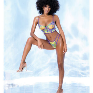 Embroidered Bralette & Strappy Panty Tuscany Multi-Color L/XL