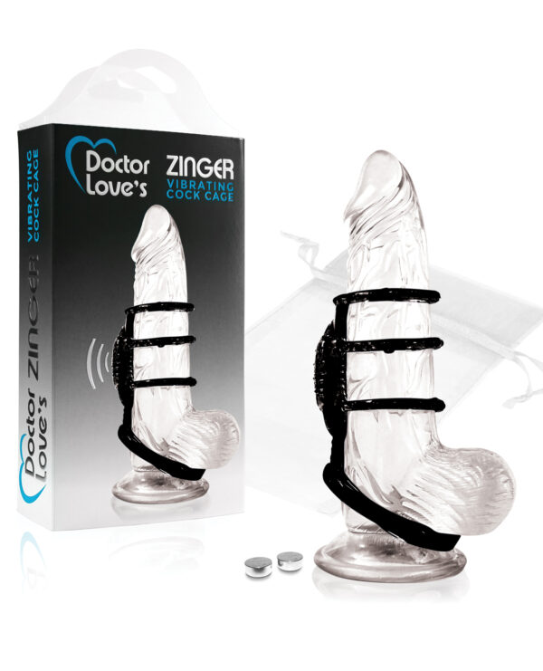 Doctor Love's Zinger Vibrating Cock Cage - Black