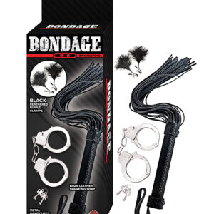 Bondage by Nasstoys Whip & Cuff Set - Black