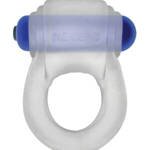 Hunkyjunk Revring Cock Ring w/Vibe - Clear w/Blue Vibe