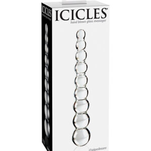 Icicles No. 2 Hand Blown Glass Massager - Clear Rippled