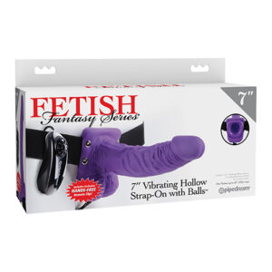 Fetish Fantasy Series 7" Vibrating Hollow Strap On w/Balls - Purple