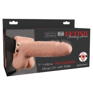 Fetish Fantasy Series 7" Hollow Rechargeable Strap On w/Balls - Flesh