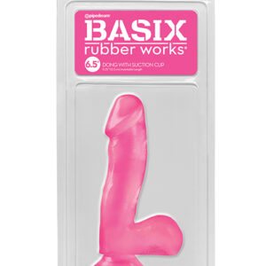 Basix Rubber Works 6.5" Dong w/Suction Cup - Pink