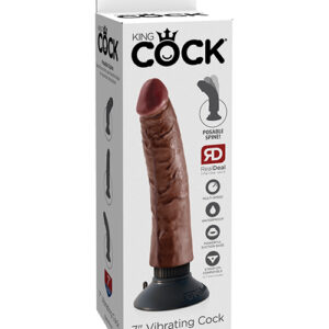 King Cock 7" Vibrating Cock - Brown