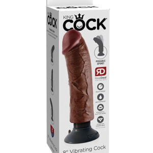 King Cock 8" Vibrating Cock - Brown