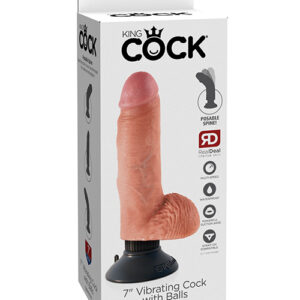 King Cock 7" Vibrating Cock w/Balls - Flesh
