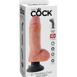 King Cock 8" Vibrating Cock w/Balls - Flesh