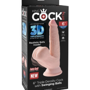 King Cock Plus 6" Triple Density Cock w/Swinging Balls - Ivory