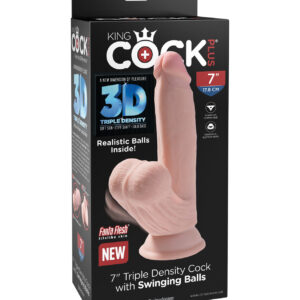 King Cock Plus 7" Triple Density Cock w/Swinging Balls - Ivory