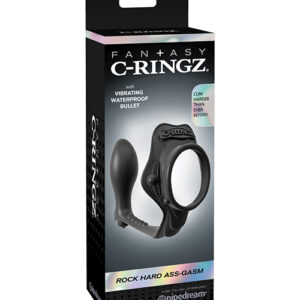 Fantasy C-Ringz Rock Hard Ass-Gasm Vibrating Ring - Black