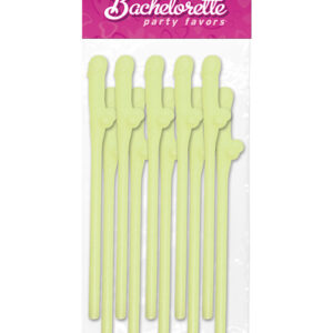 Bachelorette Party Favors Dicky Sipping Straws - Glow in the Dark Pack of 10